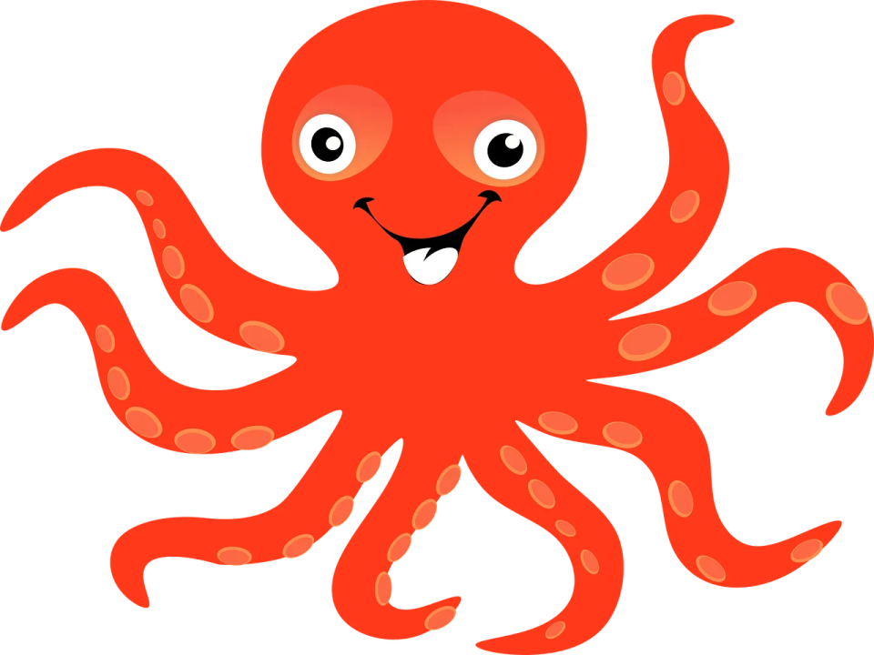 an octopus is smiling and waving