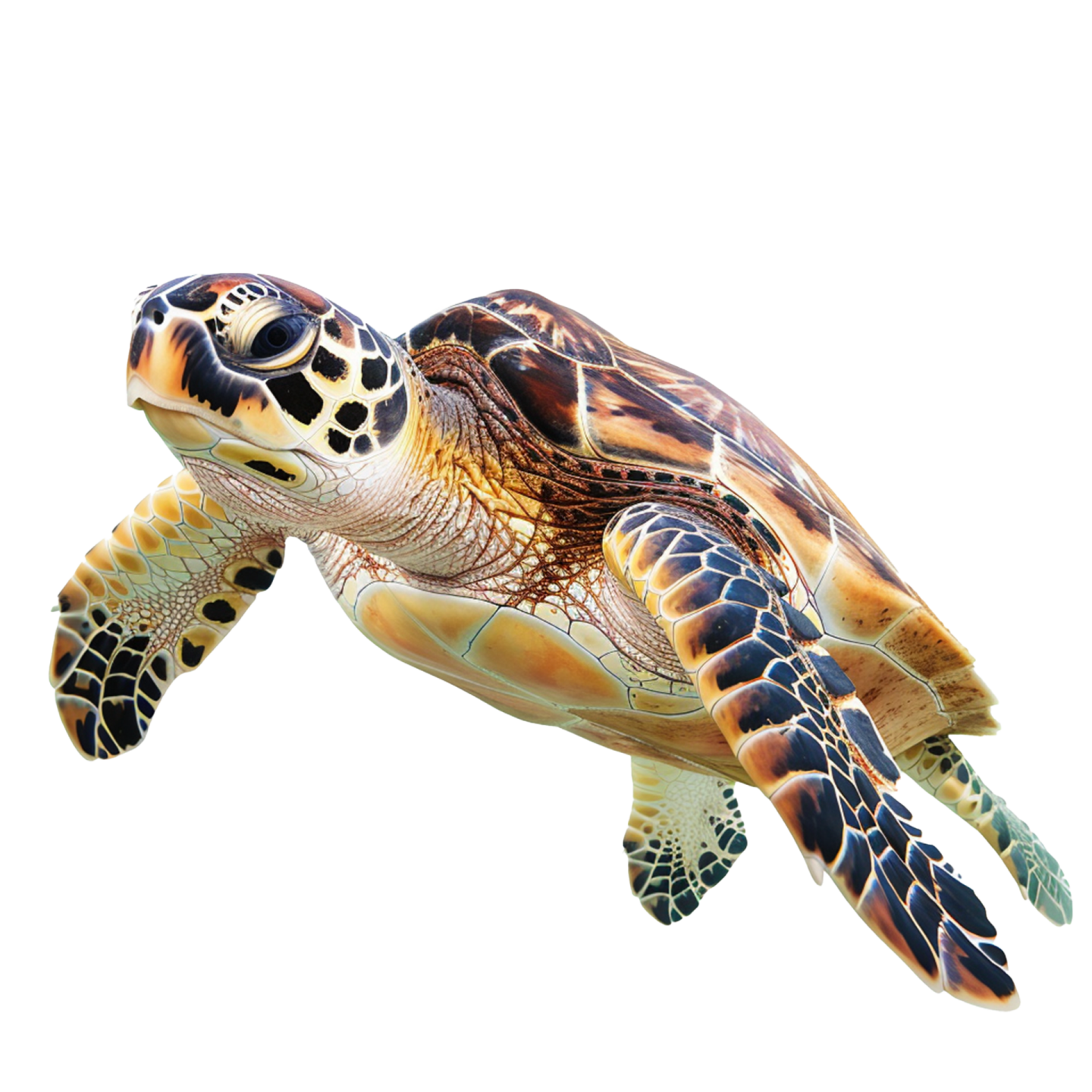 a green sea turtle swimming in the ocean