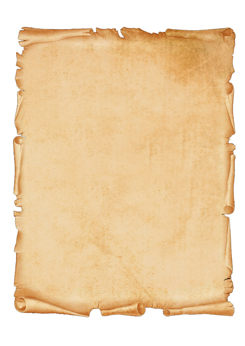 a piece of parchment paper on a white background