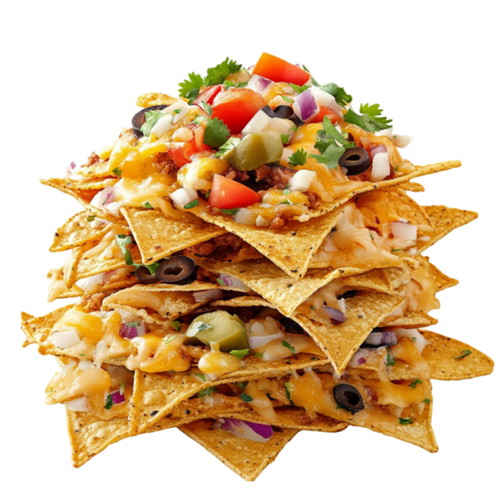 a stack of torta chips topped with cheese and black beans
