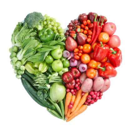 a heart made out of fruits and vegetables