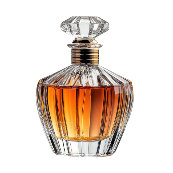 a bottle of perfume on a white background