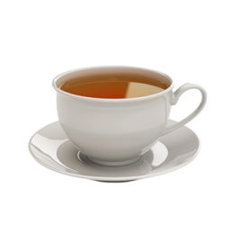 a cup of tea on a saucer