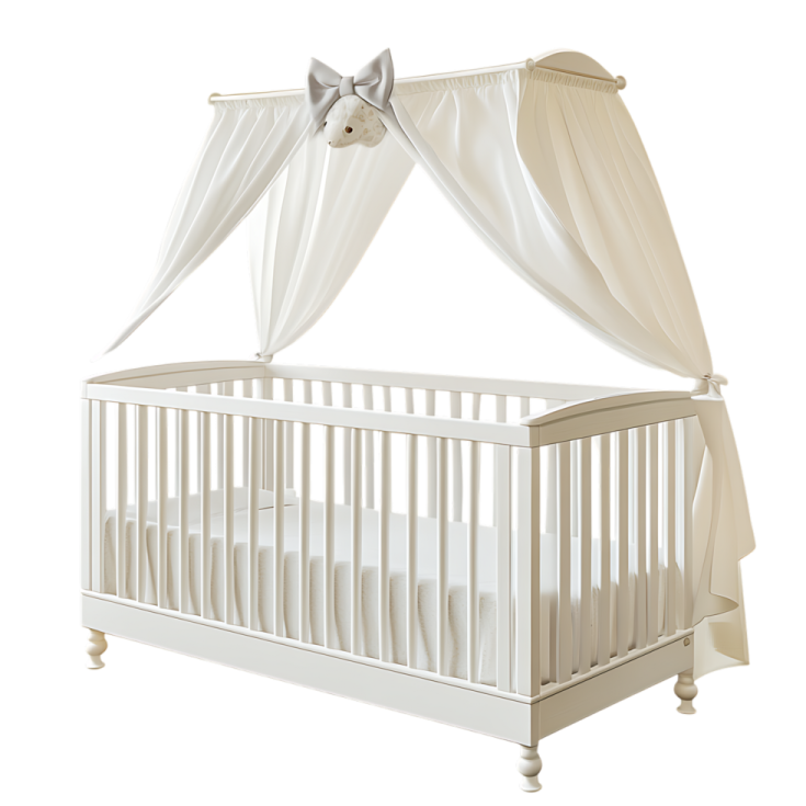 a baby bed with a canopy over it
