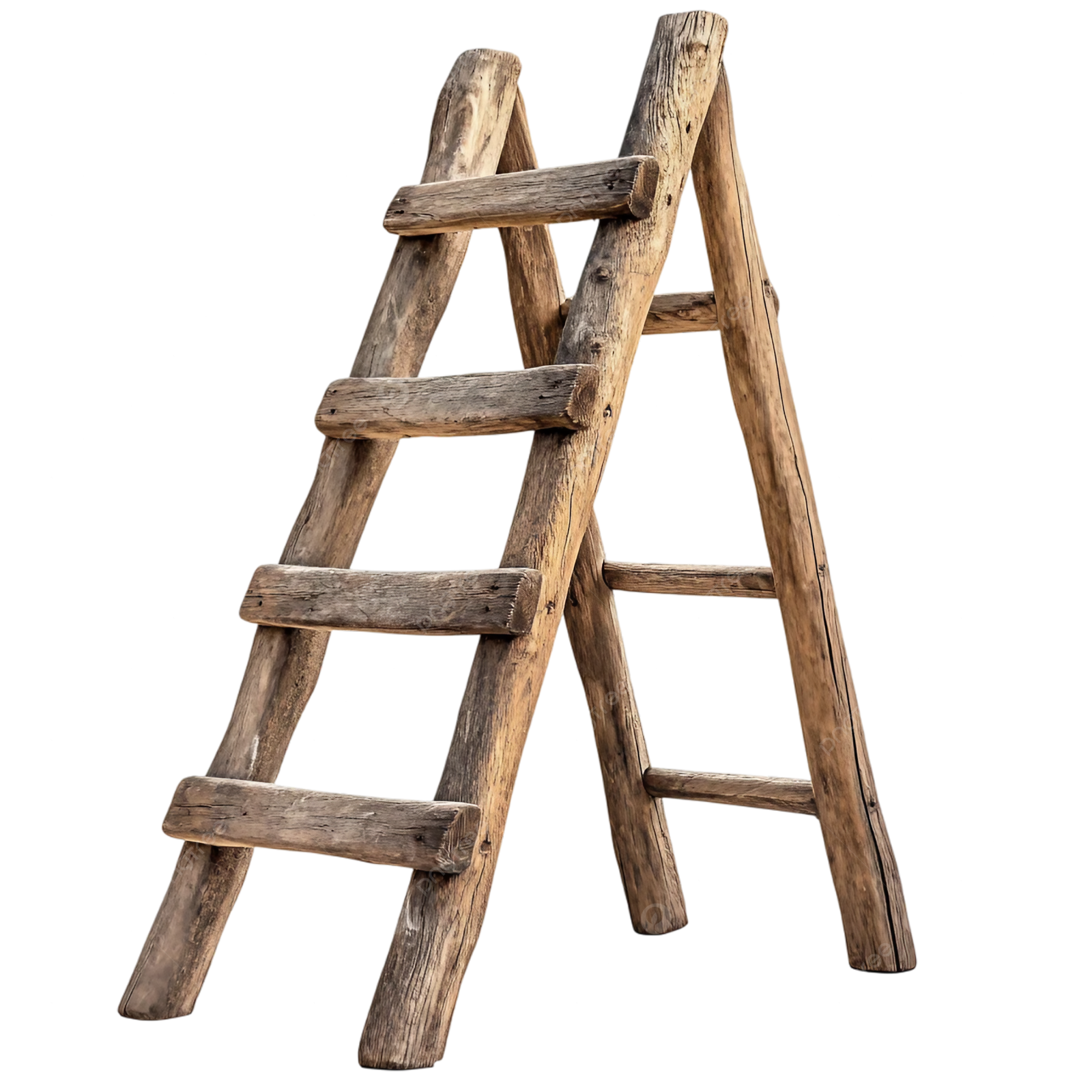 a wooden ladder on a white background