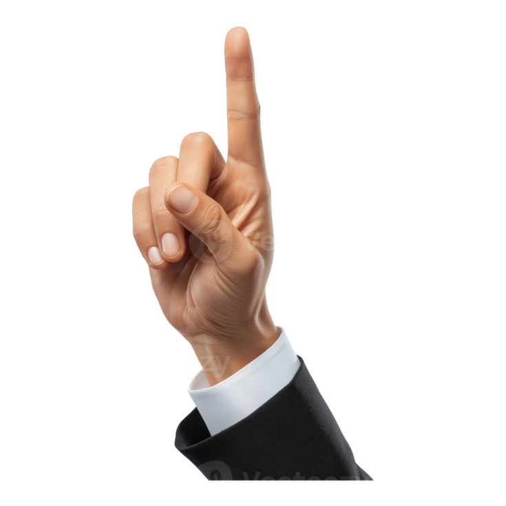 a man in a suit is pointing at the camera