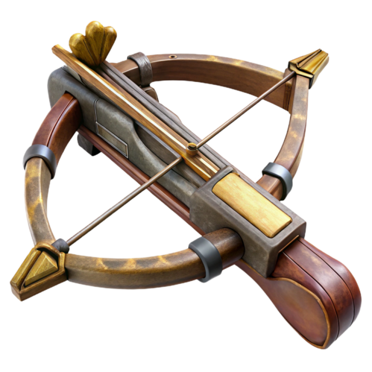 a crossbow with a bow and two arrows