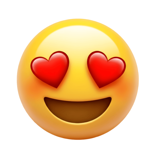 a smiley face with hearts in the eyes