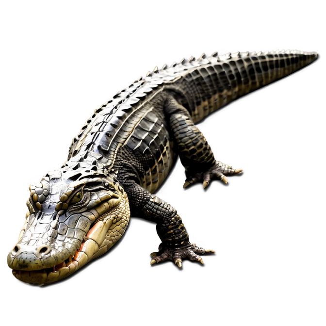 an alligator is laying down on a white surface