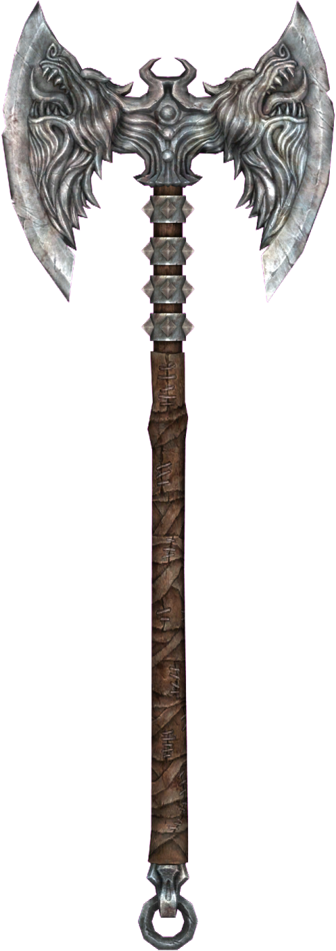 an old axe with a wolf head on it