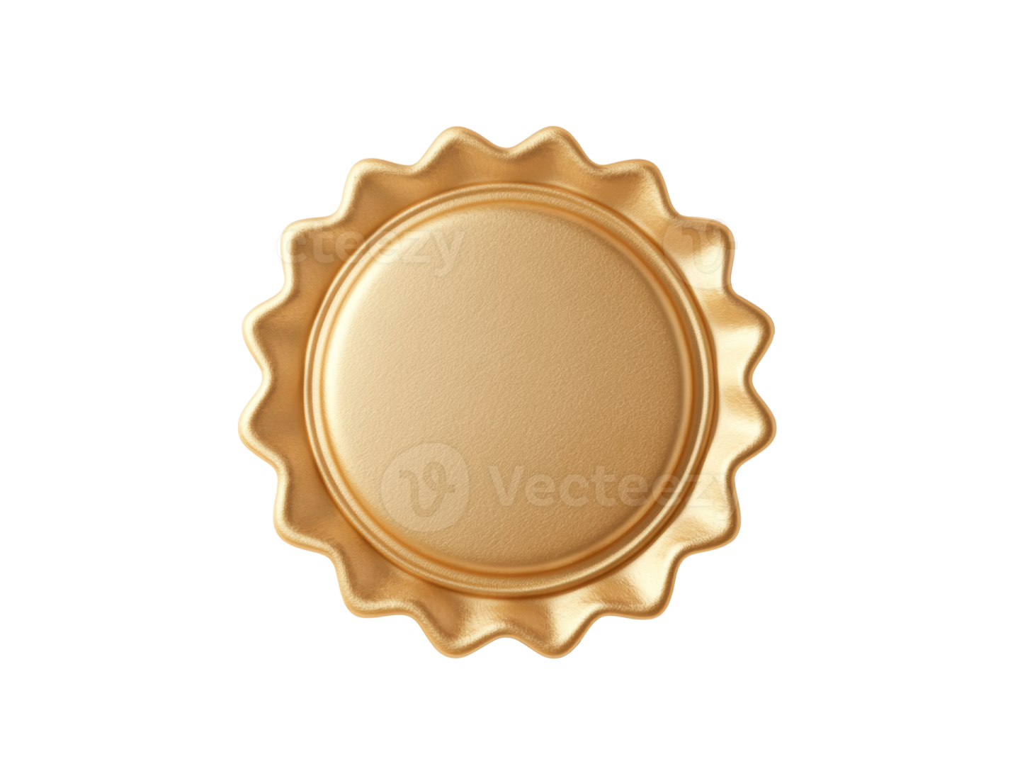 a gold wax seal on a white background