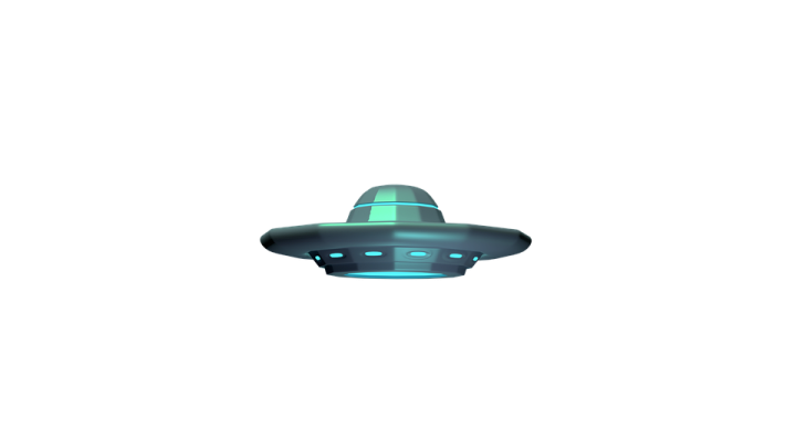 an alien spaceship flying through a white background