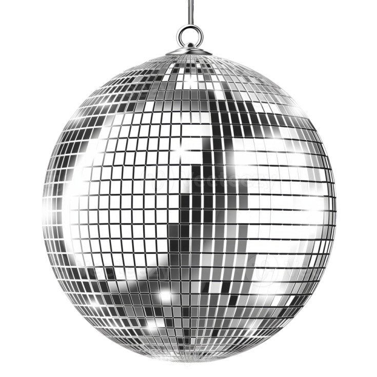 a silver disco ball on a white background