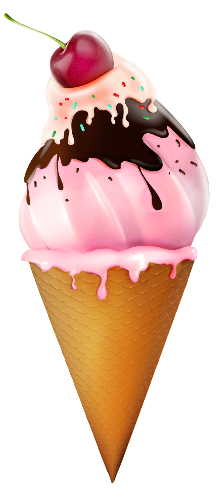 an ice cream cone with a cherry on top