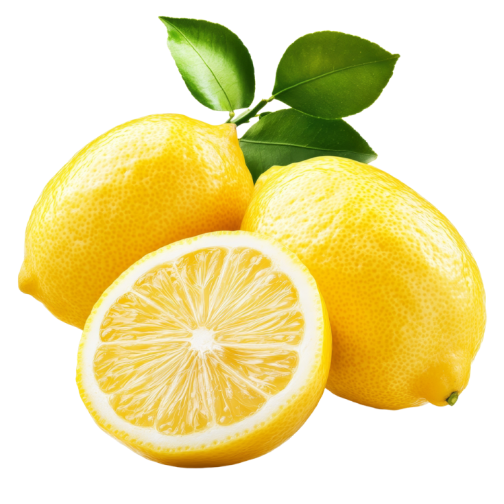 two lemons with one cut in half on a white background
