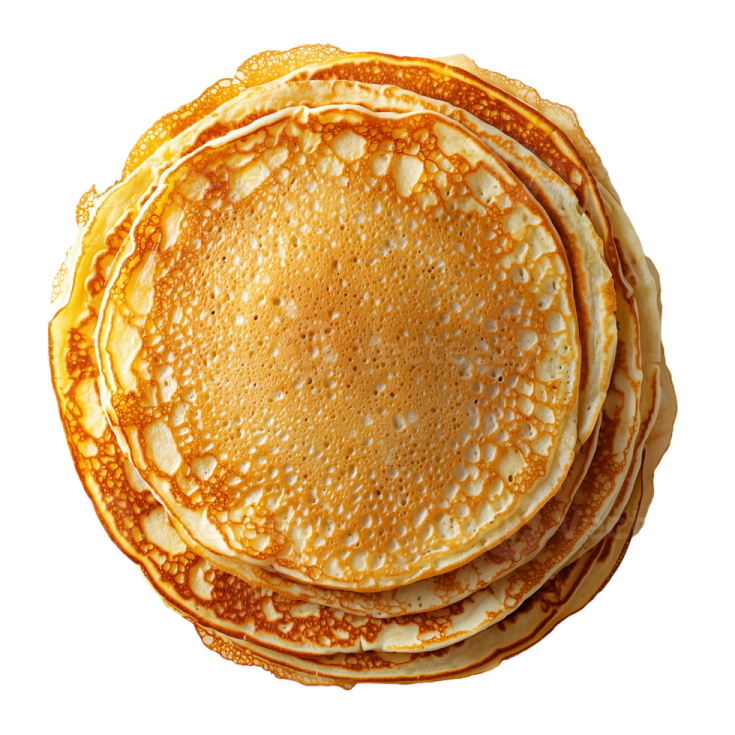 a stack of pancakes on a white background