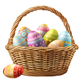 a basket filled with colorful easter eggs
