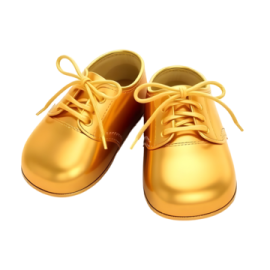 a pair of gold baby shoes