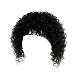 a black wig on a white background