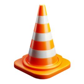 an orange and white traffic cone on a white background