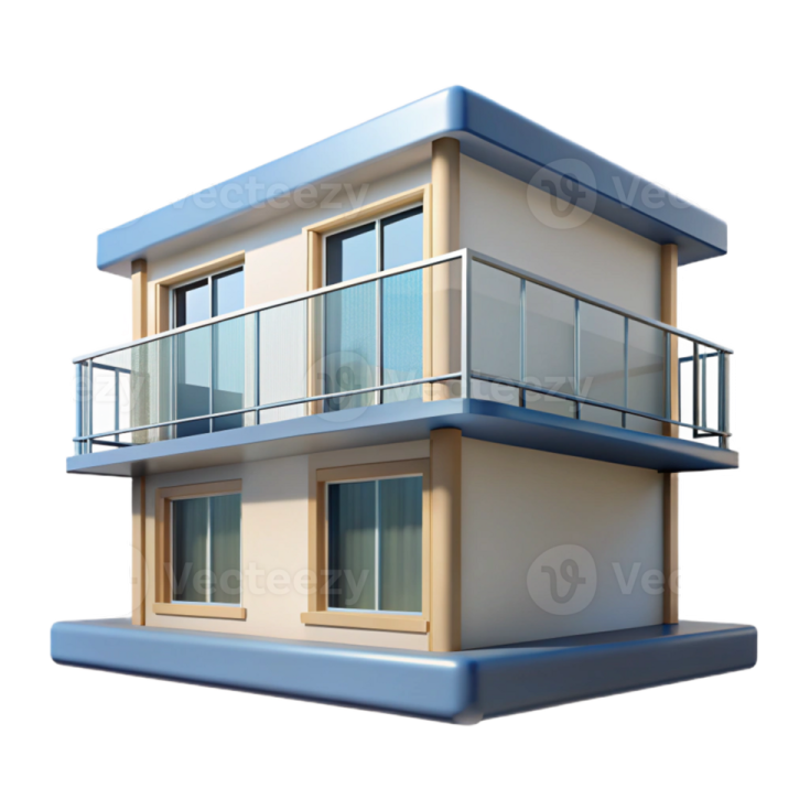 a two story house with balconys and bal