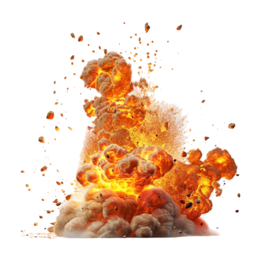an explosion of fire on a white background