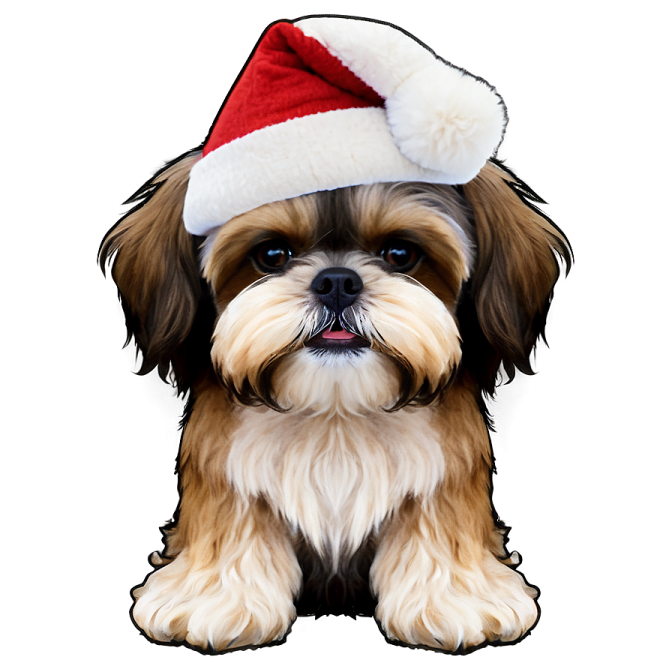 a small dog wearing a santa hat