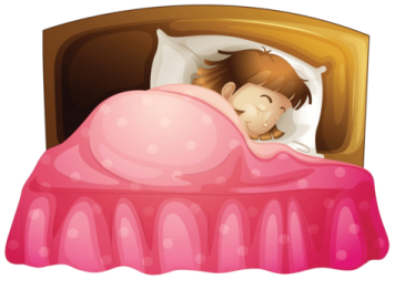 a little girl sleeping in her bed