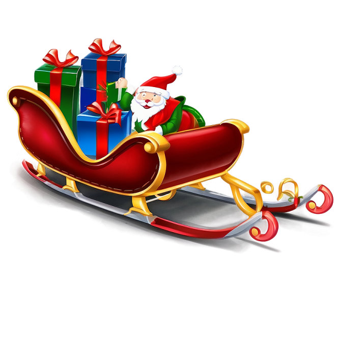 a santa claus on a sled with gifts