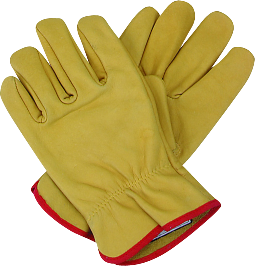 an image of a pair of yellow leather work gloves