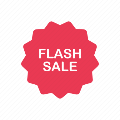a red flower with the word flash sale on it