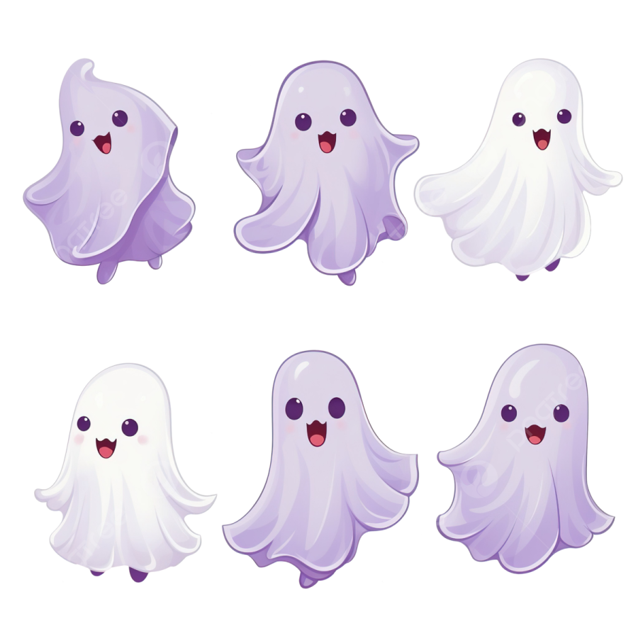 a set of cartoon ghosts with different expressions