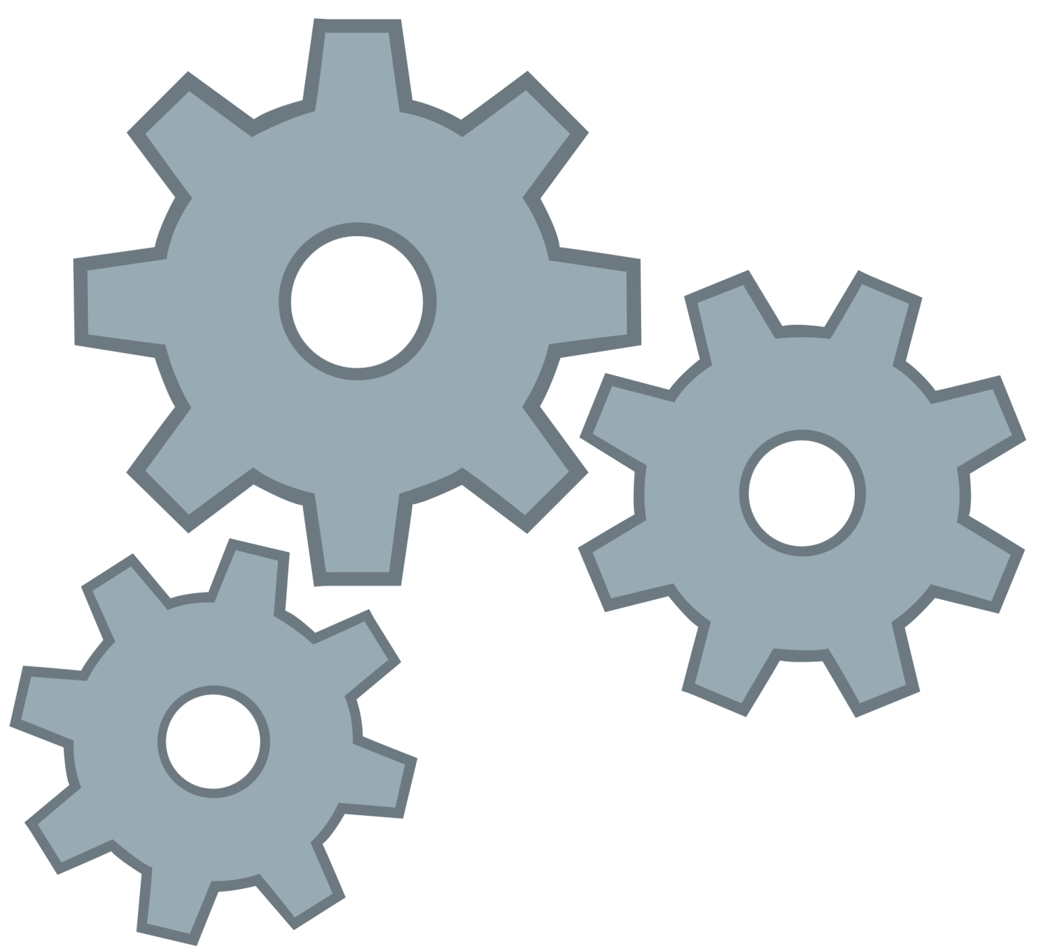 three gears on a white background