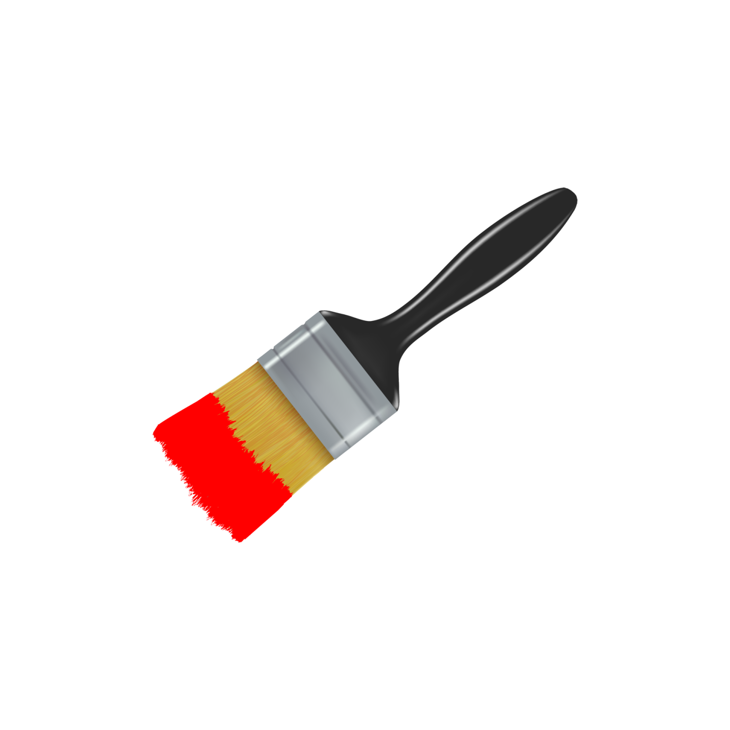 a brush with red paint on it