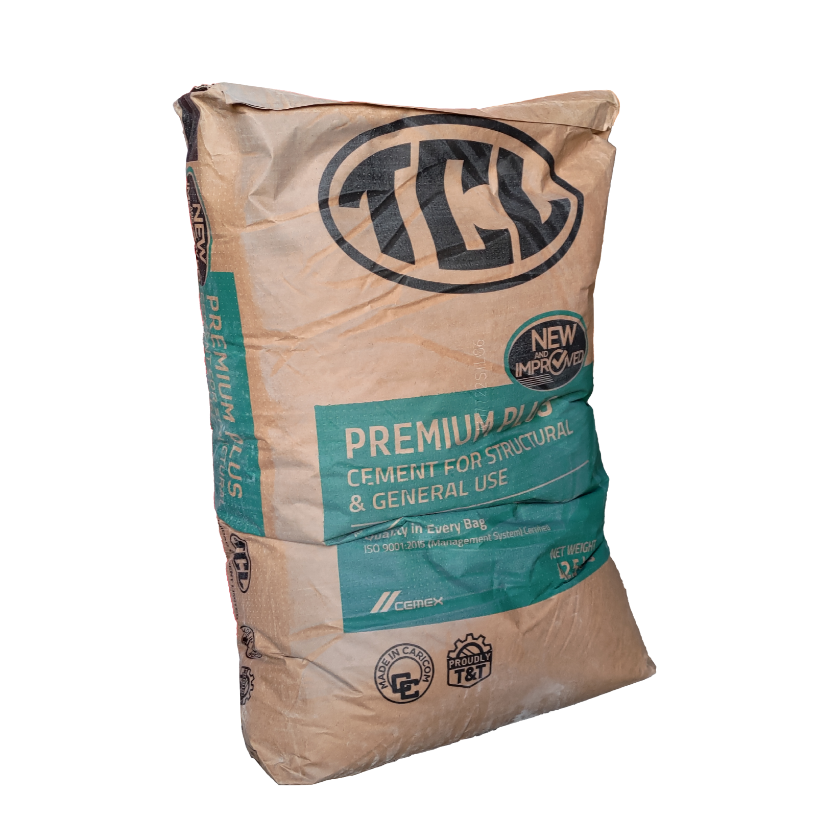 a bag of cement on a white background