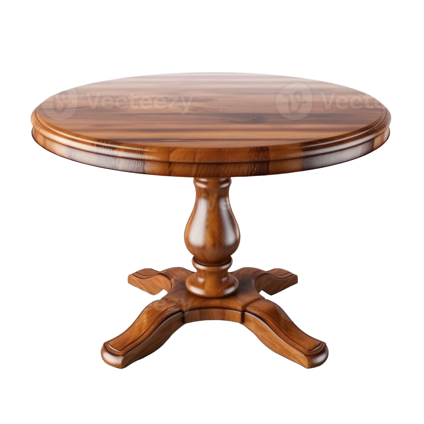 a round wooden table on a white background