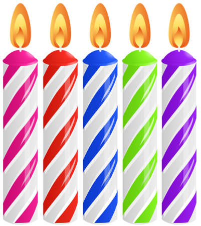 a row of colorful birthday candles