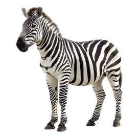 a zebra standing in front of a white background
