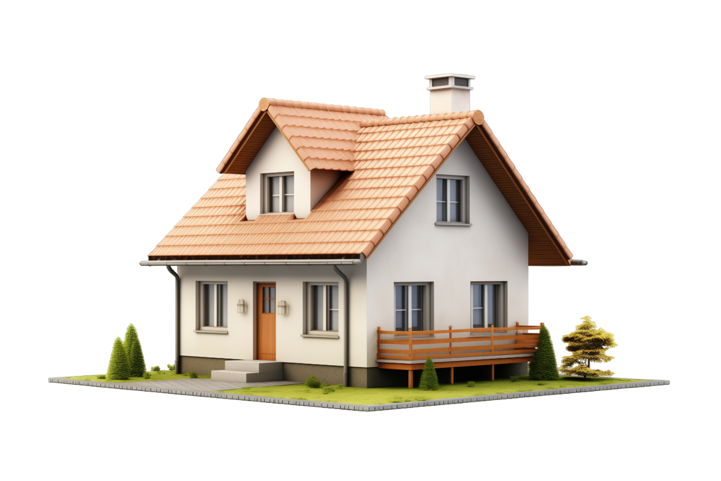 a small house with a brown roof