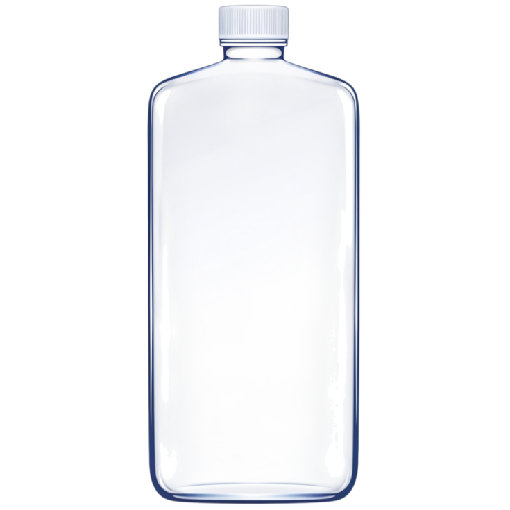a glass bottle with a white cap