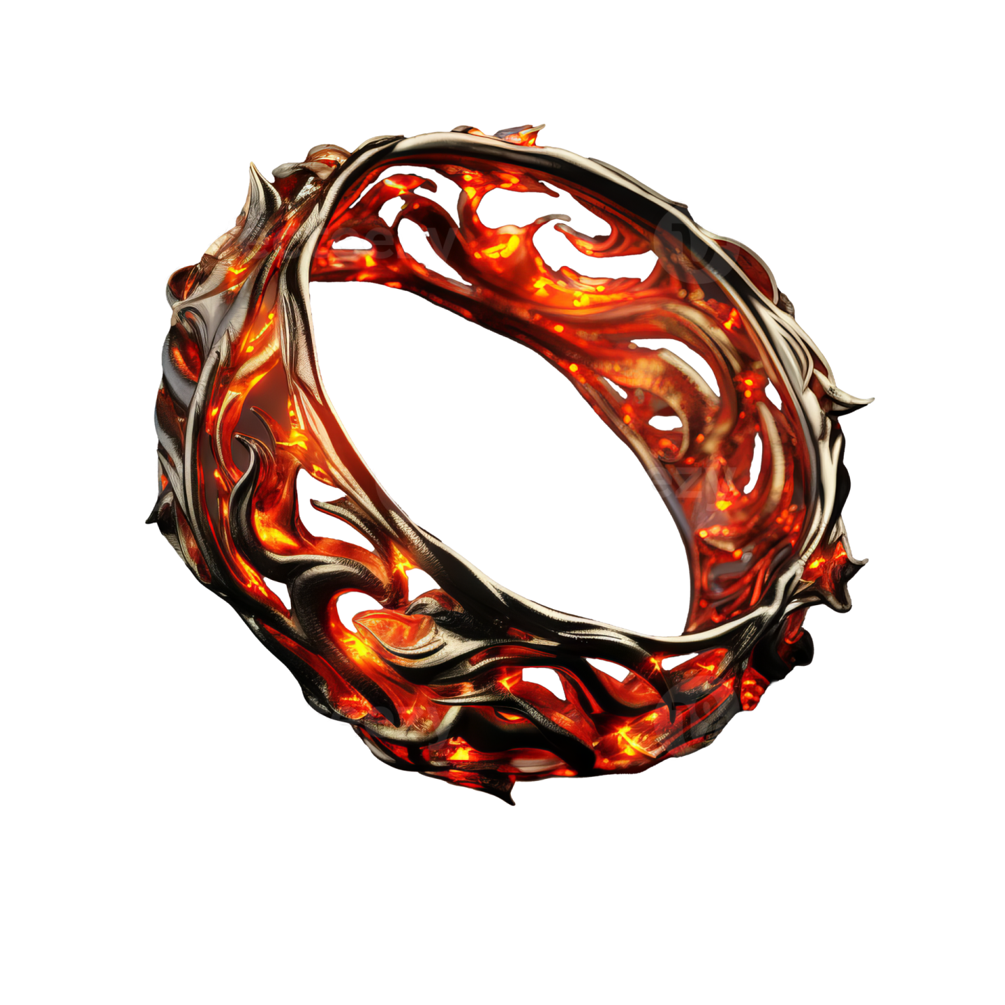 a ring with flames on it