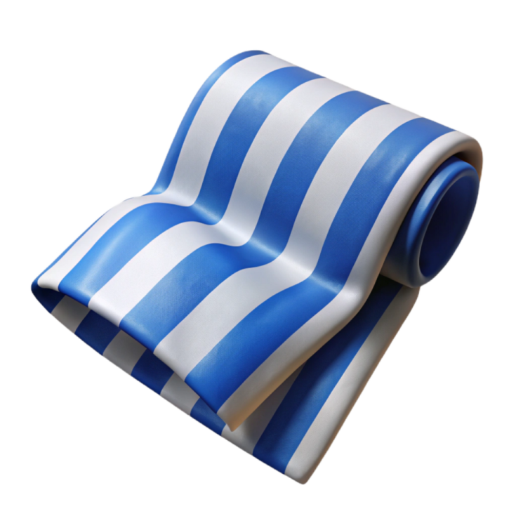 a blue and white striped tie on a white background