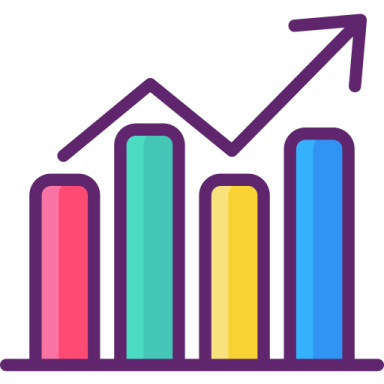 a bar chart with an arrow pointing upward