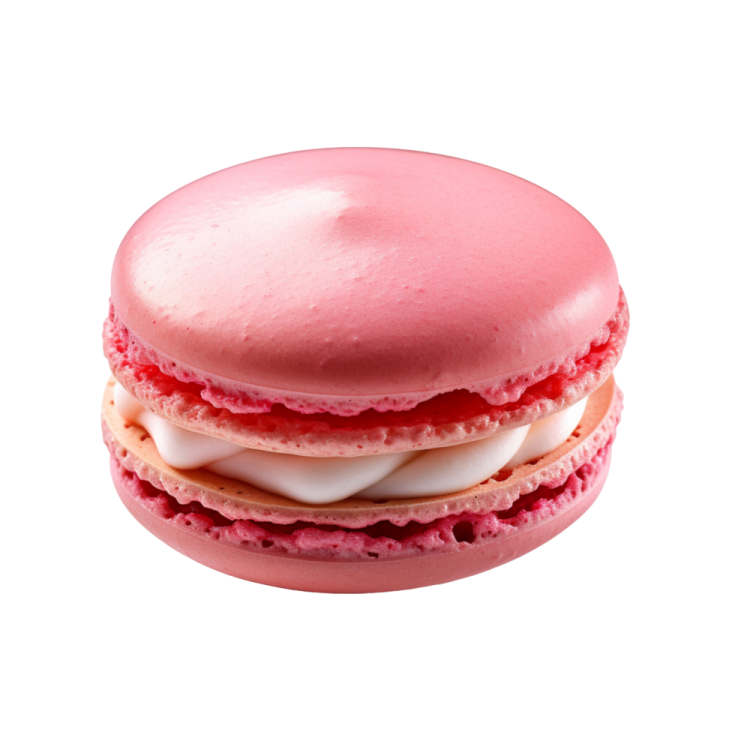 a close up of a pink macaron