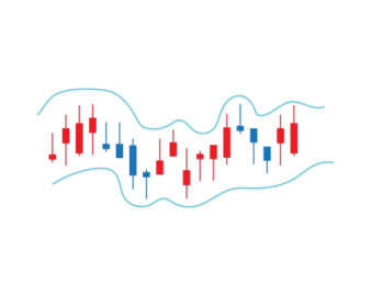a red and blue candle pattern on a white background