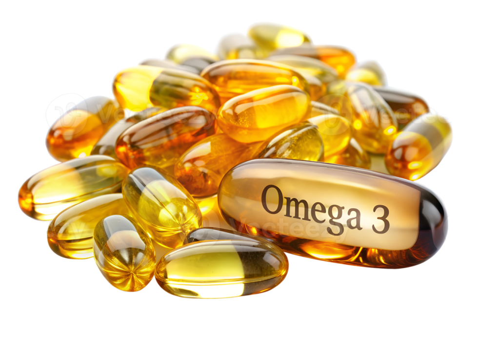 omega pills on a white background