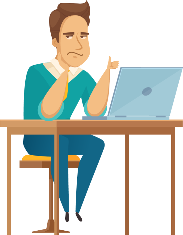 a man is sitting at the table and working on his laptop