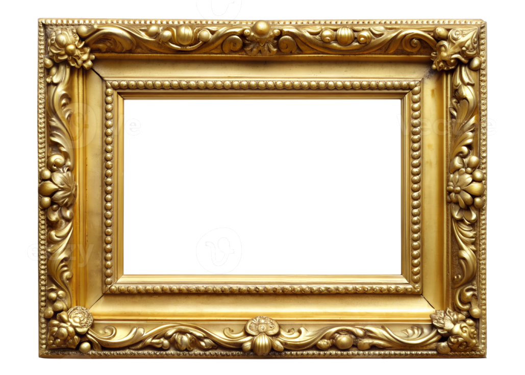 a gold frame on a white background