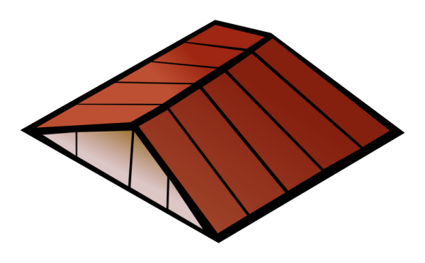 a red roof on a white background