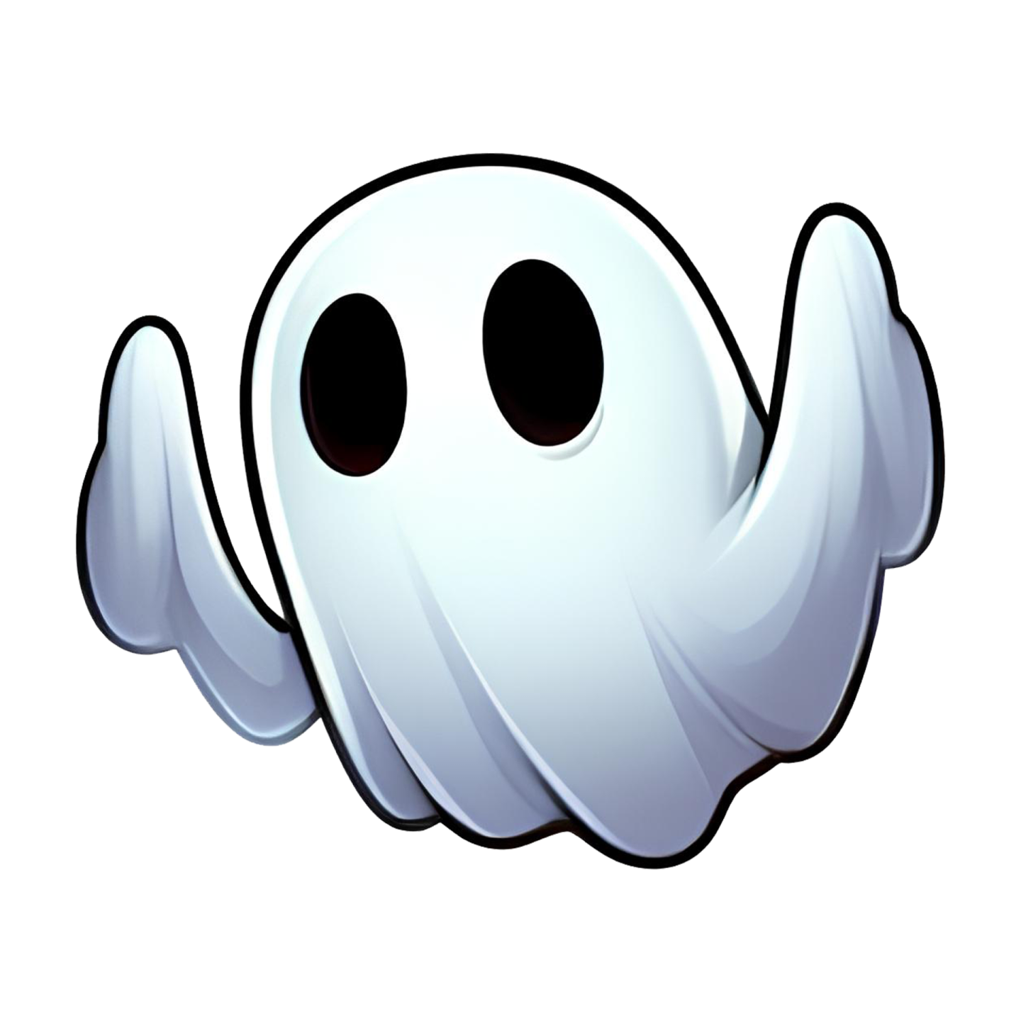 a white ghost with black eyes and a black nose